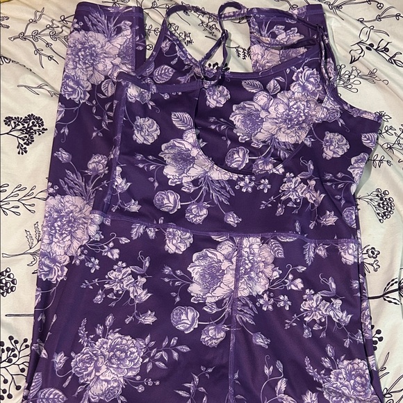 Purple Floral one piece - Picture 2 of 3